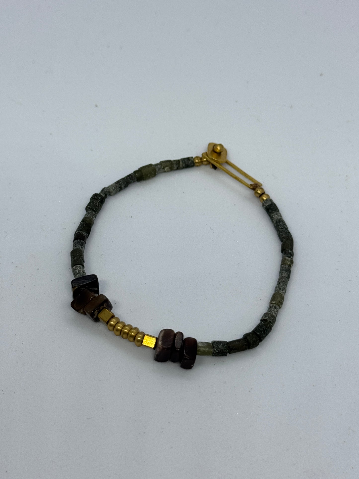 Gri Siyah Gold Doğal Taş Erkek Bileklik