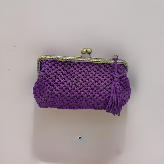 Mor El Örgüsü Clutch Çanta