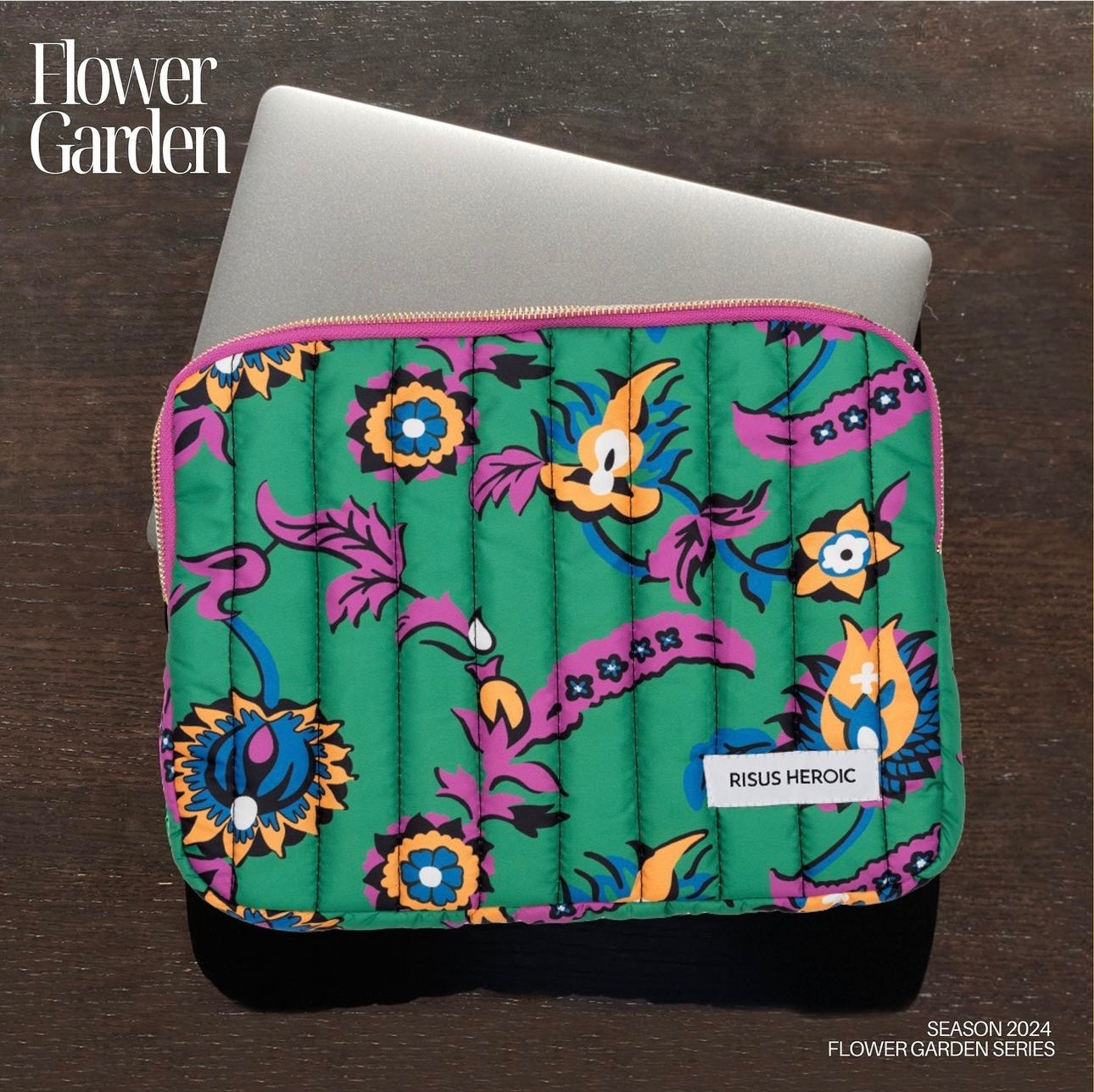 Flower Garden Green Laptop Çantası